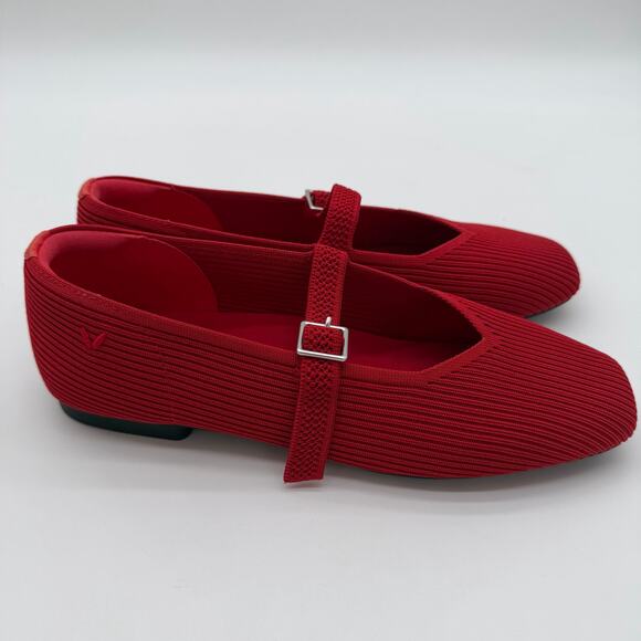 Vivaia Margot MaryJane Comfort Old Money Flxible Arch Support Flats Ruby Red 8.5 - Picture 1 of 8